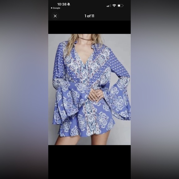 Free People Magic Mystery Tunic shirt with bell sleeves paisley print small - Picture 12 of 12